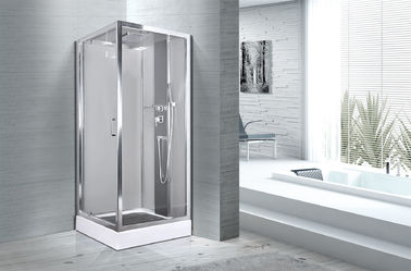 正方形 900 x 900 の浴室のシャワーの小屋の白い ABS 皿のクロム プロフィール